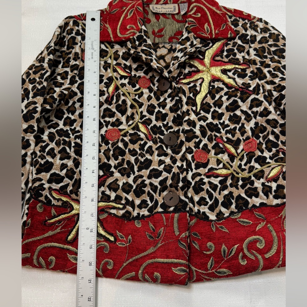 Leopard‎ Print Tapestry Patchwork Blazer Size Med… - image 6